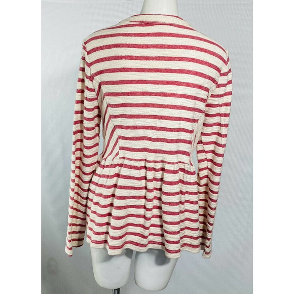 Free People Jacket Full Zip Peplum Red Striped - Picture 7 of 9